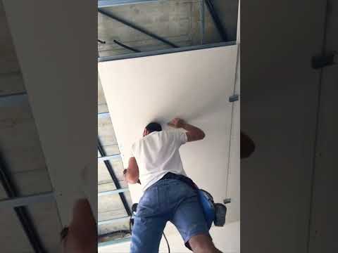 🔥 How to install a drywall panel on the ceiling by yourself #shorts #drywall