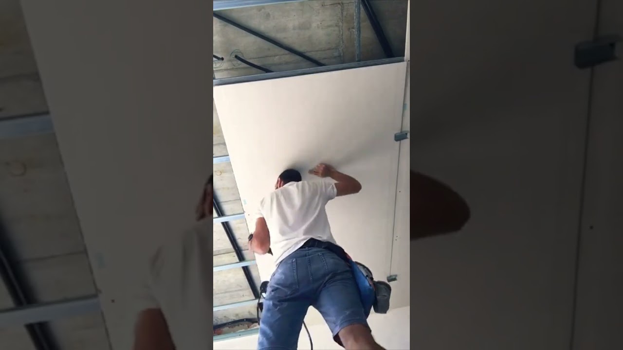 🔥 How to install a drywall panel on the ceiling by yourself #shorts #drywall
