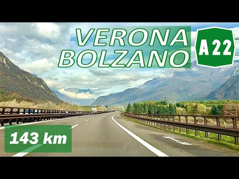 A22 | Driving in ITALY | BRENNER Highway VERONA to BOLZANO