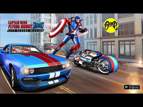 Flying Robot Captain Hero City Rescue Missions: Robot Bike Car Transform - Android Gameplay