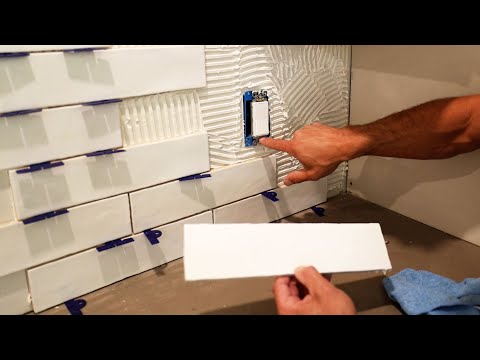 How To Cut Tiles Around Outlet --- Irregular Subway Tile Backsplash