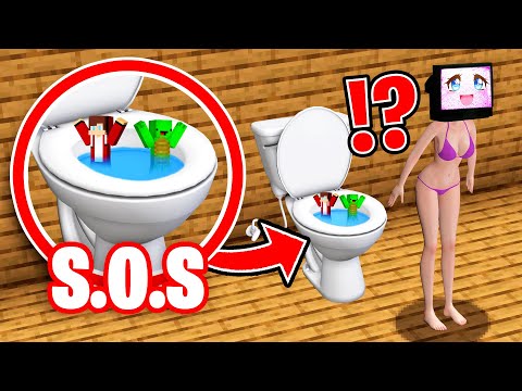 JJ and Mikey TROLLED TV Woman in TOILET in Minecraft - Maizen