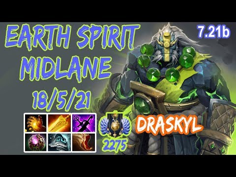 draskyl Earth Spirit Mid Lane - Amazing Build 7.21b - Dota 2