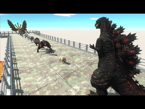 SHIN GODZILLA VS GHIDORAH LAVA DEATH FALL - Animal Revolt Battle Simulator