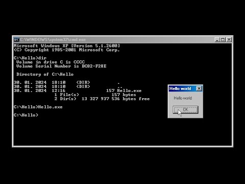 Hello world for Win32 in 157 bytes