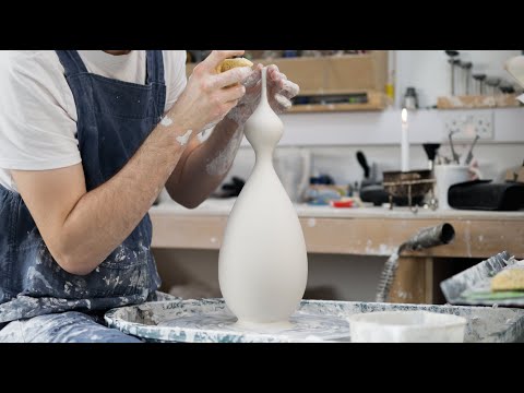 Making A Double Bellied Porcelain Bottle - Throwing On the Wheel - Matt Horne Pottery