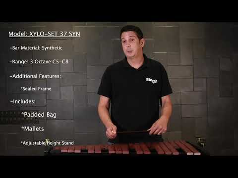 Stagg XYLO-SET 37 SYN Portable 37-Key Xylophone Set w/Padded Gig Ba, Back Straps & Pair of Mallets image 11