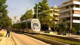 preview picture of video 'ANSALDO BREDA type SIRIO trams at Athens Glifada (23/10/11)'