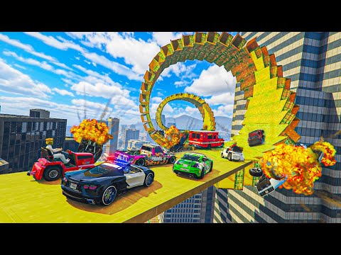 EL ÚLTIMO EXPLOTA CON COCHES ALEATORIOS! ACROBACIA INCREIBLE!! - GTA 5 ONLINE