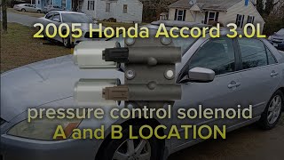 2005 Honda Accord clutch pressure control solenoid A and B LOCATION. Dual linear clutch solenoid