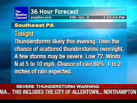 Doylestown, PA - Svr T'stm Warning - Weatherstar XL 7/8/2011 3:58pm