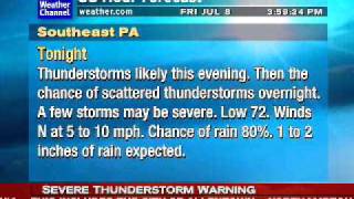 Doylestown, PA - Svr T'stm Warning - Weatherstar XL 7/8/2011 3:58pm