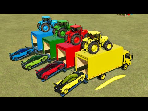 TRANSPORTING JCB TRACTORS & PAGANI HUAYRA WITH ISUZU TRUCK - Farming Simulator 22