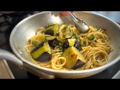 揚げなすとみょうがの和風パスタ
