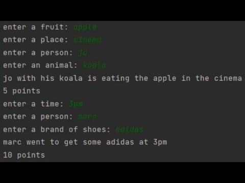 Mad Lib Generator Python Part3