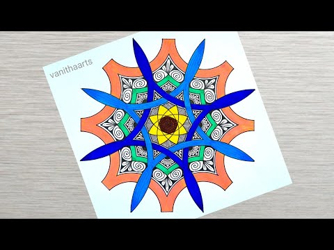 How to draw Geometric Mandala Art for Beginner Step by Step Tutorial triquetra design vanithaarts