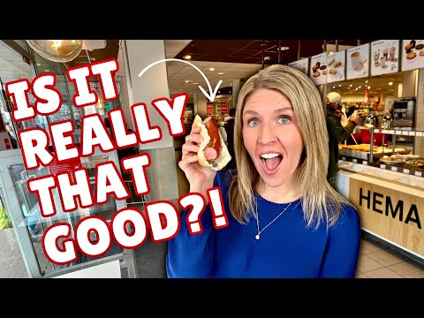 Americans try the Famous HEMA Sausage in Amsterdam | Amsterdam Travel Vlog