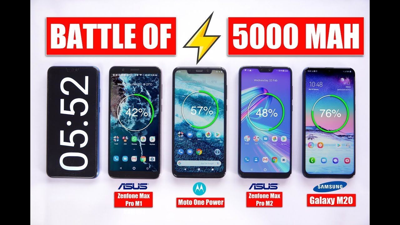 Extreme Level Battery Drain 100%-0% - Galaxy M20 vs Max Pro M2 vs Moto One Power vs Max Pro M1 🔥