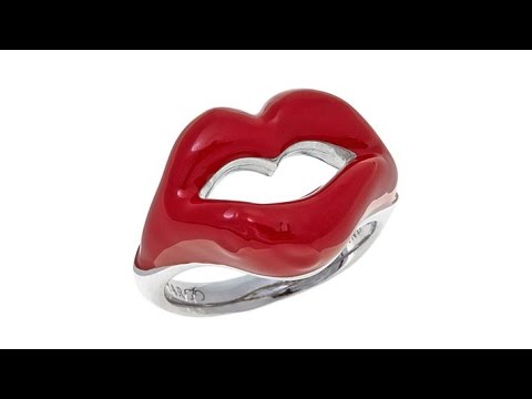 Margo Manhattan Bise  Red Enamel Lips Ring