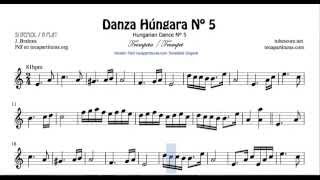 Hungarian Dance Nº5 Sheet Music for Trumpet and Flugelhorn on b flat