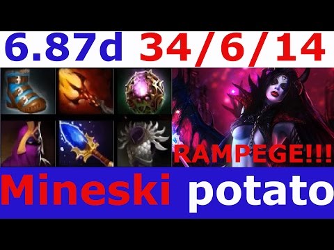 Dota 2 patch 6.87 queen of pain ( qop ) TOP MMR Mineski raging-_-potato KDA - 34/6/14 + RAMPEGE