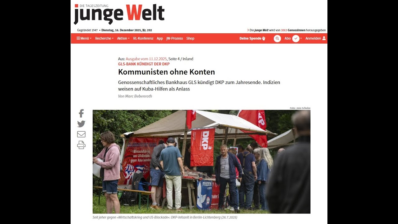 Cancelan cuentas bancarias de partido alemán por contener fondos para proyectos solidarios en Cuba