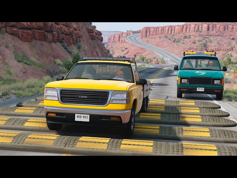 100+ Consecutive Speed Bumps High Speed Testing #4 - BeamNG.Drive |Crashes