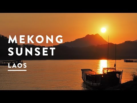 LAOS SUNSET ON THE MEKONG RIVER  | Vientiane Travel Vlog 044, 2017