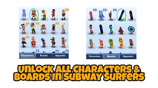 How to Unlock All Characters And Boards In Subway Surfers