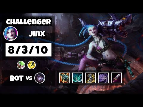 Jinx Bot Lane 11.11 Challenger Gameplay Replay S11 (8/3/10) - KOREAN