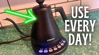COSORI Electric Gooseneck Kettle with 5 Temperature Control Presets Morning Tea & Oatmeal Routine