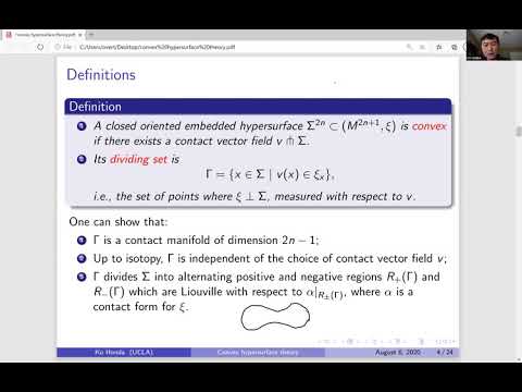 8th PRCM: Ko Honda, Convex hypersurface theory in higher-dimensional contact topology
