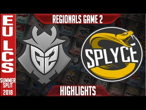G2 vs SPY Highlights Game 2 | EU LCS Regionals Semi-final Summer 2018 | G2 Esports vs Splyce G2