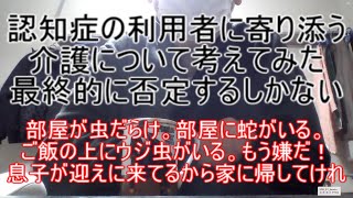 認知症の利用者に寄り添う介護について考えてみた。最終的に否定するしかない ～部屋が虫だらけ。部屋に蛇がいる。ご飯の上にウジ虫がいる。もう嫌だ！息子が迎えに来てるから家に帰してけれ～
