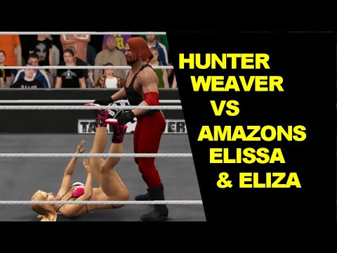 WWE 2K17 Hunter vs Amazons Elissa & Eliza - 2 on 1 Mixed Match