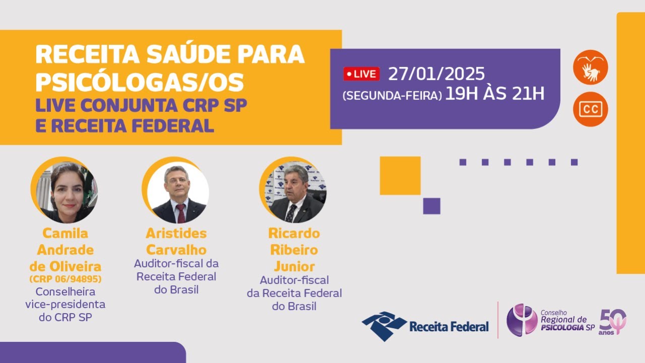 Receita Saúde para psicólogas/os | Live conjunta CRP SP e Receita Federal
