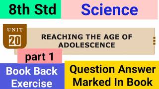 8th Std - Science | Unit 20 - Reaching the age of Adolescence | Book Back Exercise