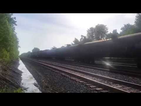CSX 7860 BNSF 764 Leading K Train East past Sheridan, NY