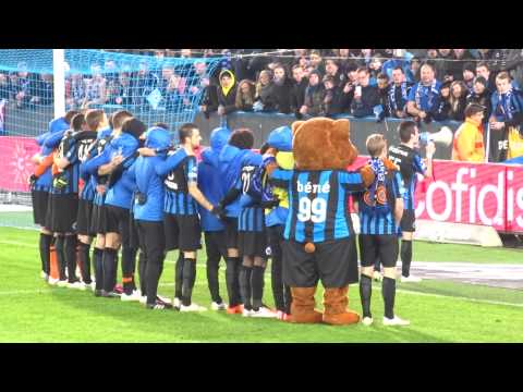 Cofidis Cup : Club-Cercle 3/2/2015 : spelers groeten spionkop