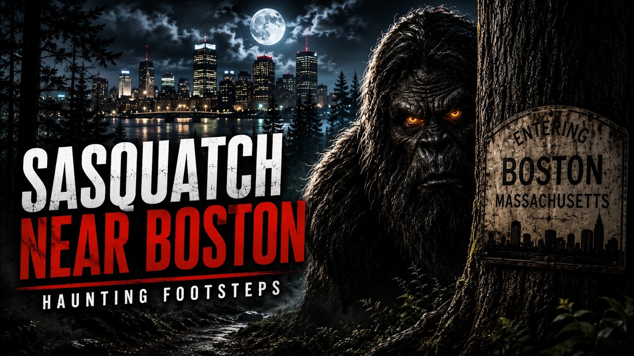 PEEKING SASQUATCH WATCHES WITNESS NEAR BOSTON, MASSACHUSETTS