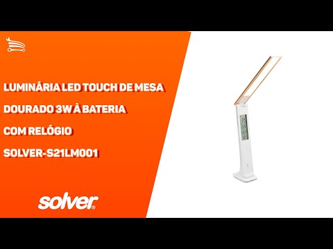 Luminária Led Touch de Mesa Dourado 3W à Bateria com Relógio - Video