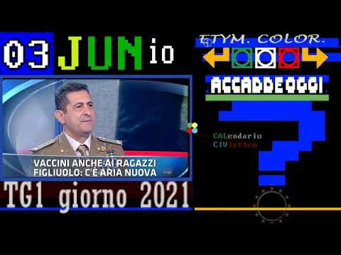 TITOLi TG1 giorno 03 giugno 2021 - Giornata Mondiale della biCICLetta - iL Mese & La Storia