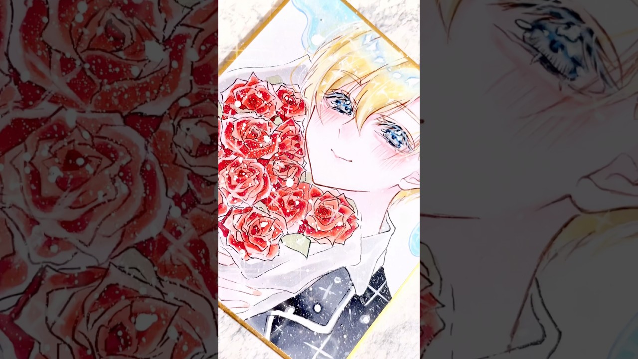 ホワイトデーイラスト描きました🍫‎🤍チョコじゃなくて花束持たせたら素敵かも!?って描いたら王子様完成しました👑✨#イラストメイキング #illustration #コピックイラスト #art