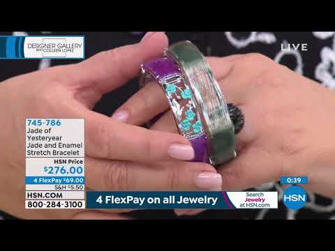 Jade of Yesteryear Sterling Silver Jade and Enamel Stret...