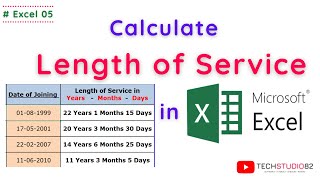 How to calculate Length of Service from Date of Joining in MS Excel
