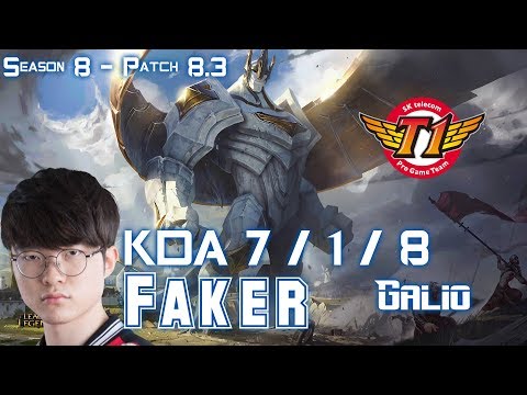 SKT T1 Faker GALIO vs TWISTED FATE Mid - Patch 8.3 KR Ranked