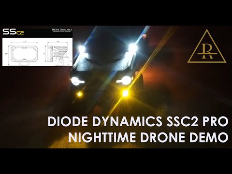 Nighttime Drone - Testing : Diode Dynamics SSC2 Pro Pods - Amber Backlight 2021 Ford Bronco Badlands