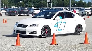 Lexus ISF at a Corvette Club Autocross. Exterior and interior cam. 3rd best run all day!