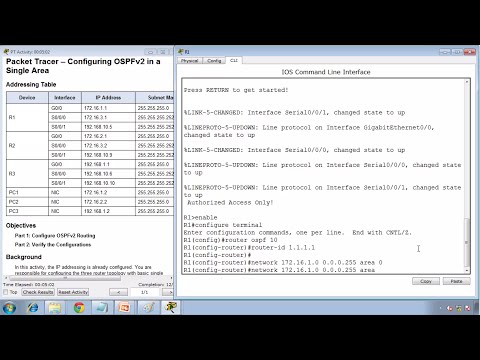 Packet Tracer 8.2.2.7 - Configuring OSPFv2 in a Single Area Instructions - CCNA 2 - Chapter 8
