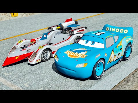 Lightning McQueen Dinoco vs Hayabusa V1 at Top Gear Track